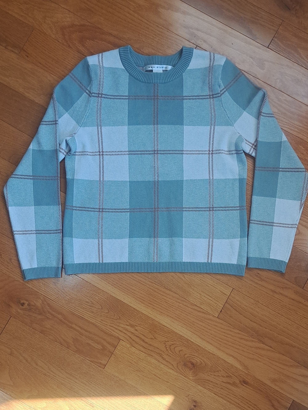 Max Studio Plaid Crewneck Sweater